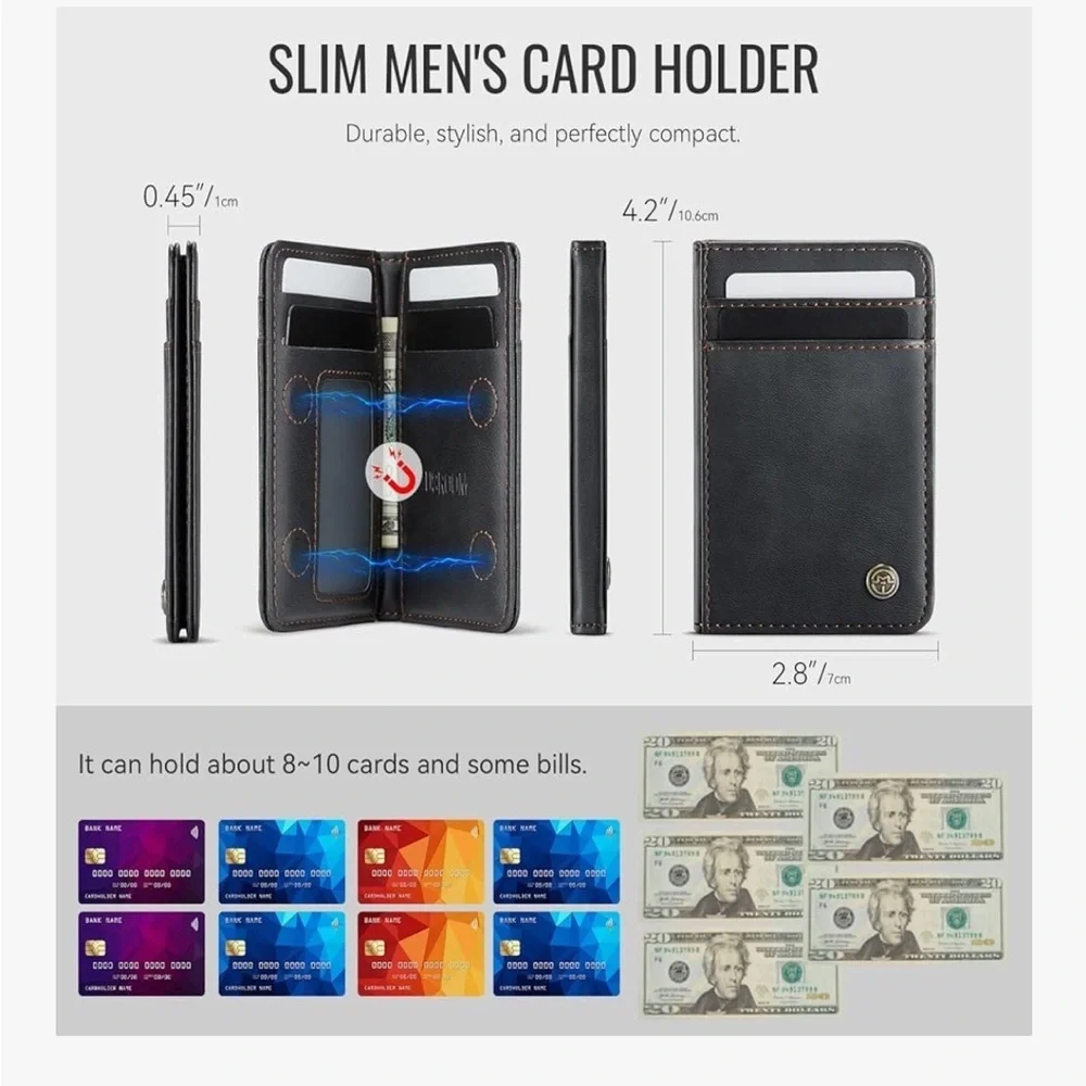Wallet unisex RFID Blocking Card Holders And Money Slots Retro Black/347-Lb2